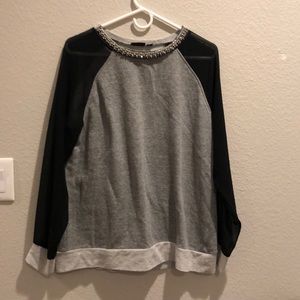 Gray and Black Bedazzled Sweater
